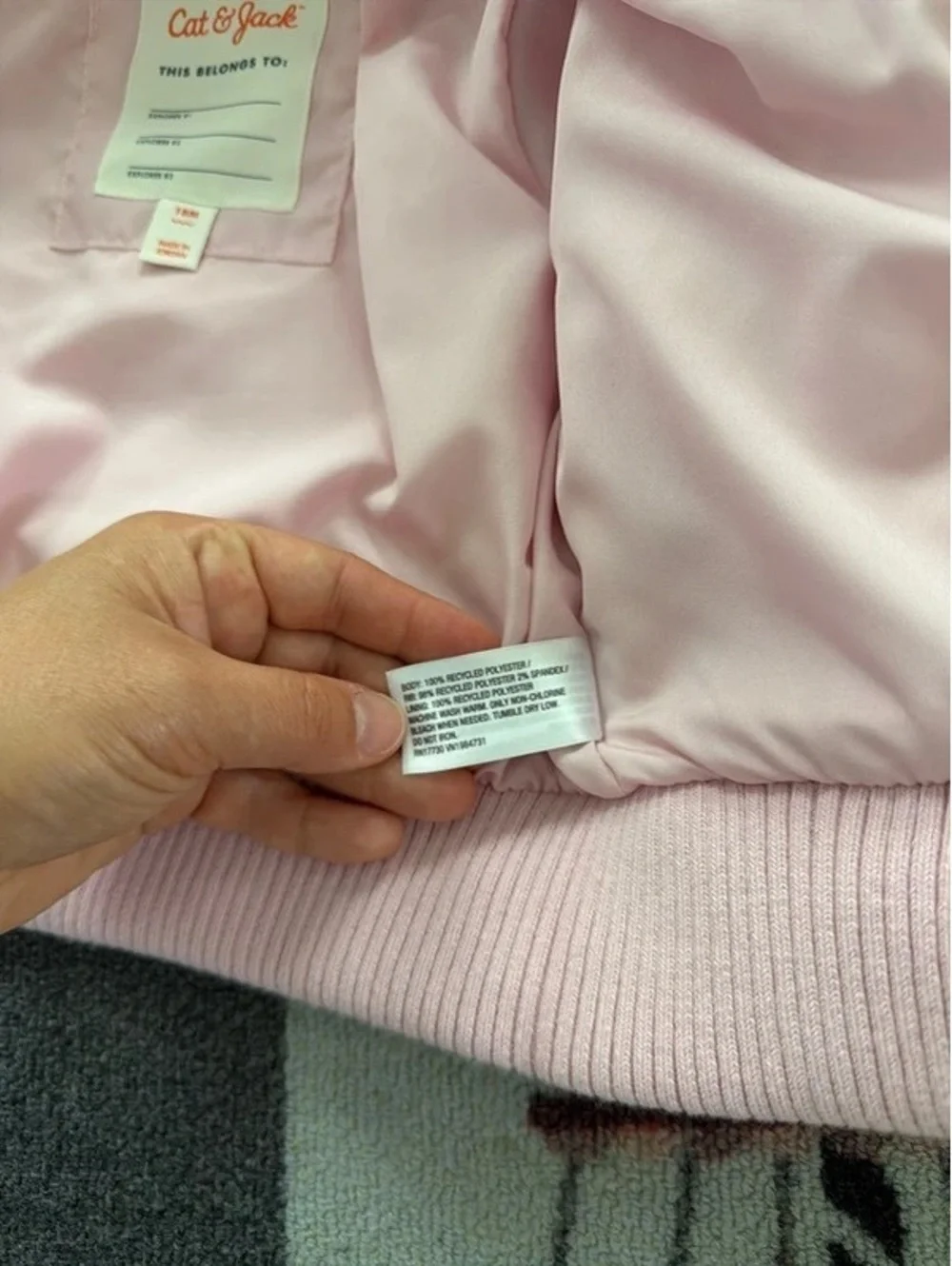 Cat & Jack Baby Pink Faux Fur Jacket with Heart Zipper Pull, Size 18 Months